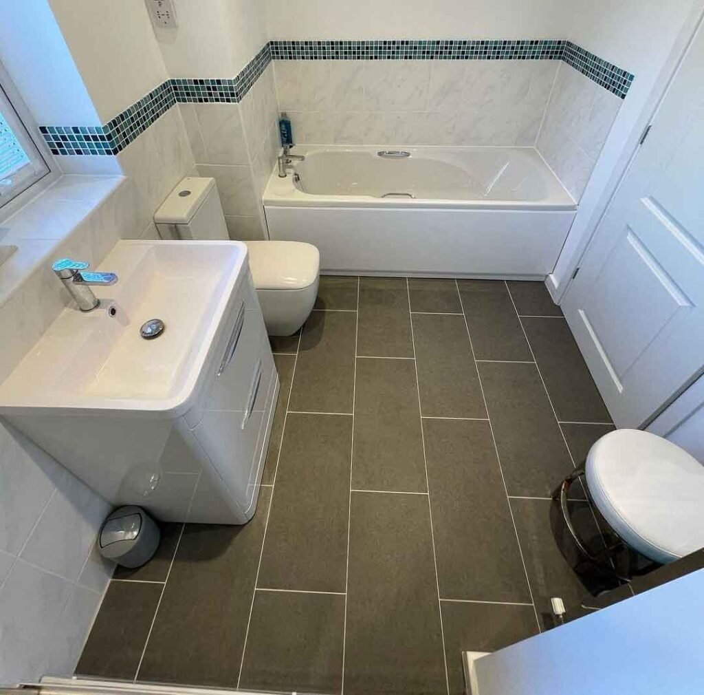 tiled bathroom floor and mosaic wall tile longford